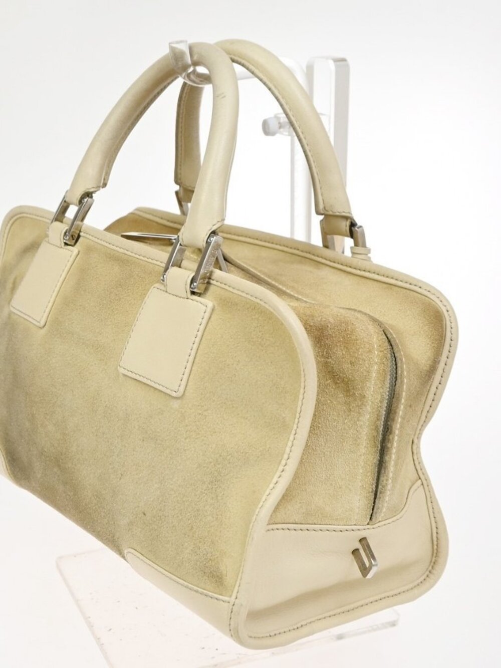 LOEWE Anagram logo Amazona 28 Handbag Suede Leather Beige Spain SHW 38CA785 - Picture 4 of 16